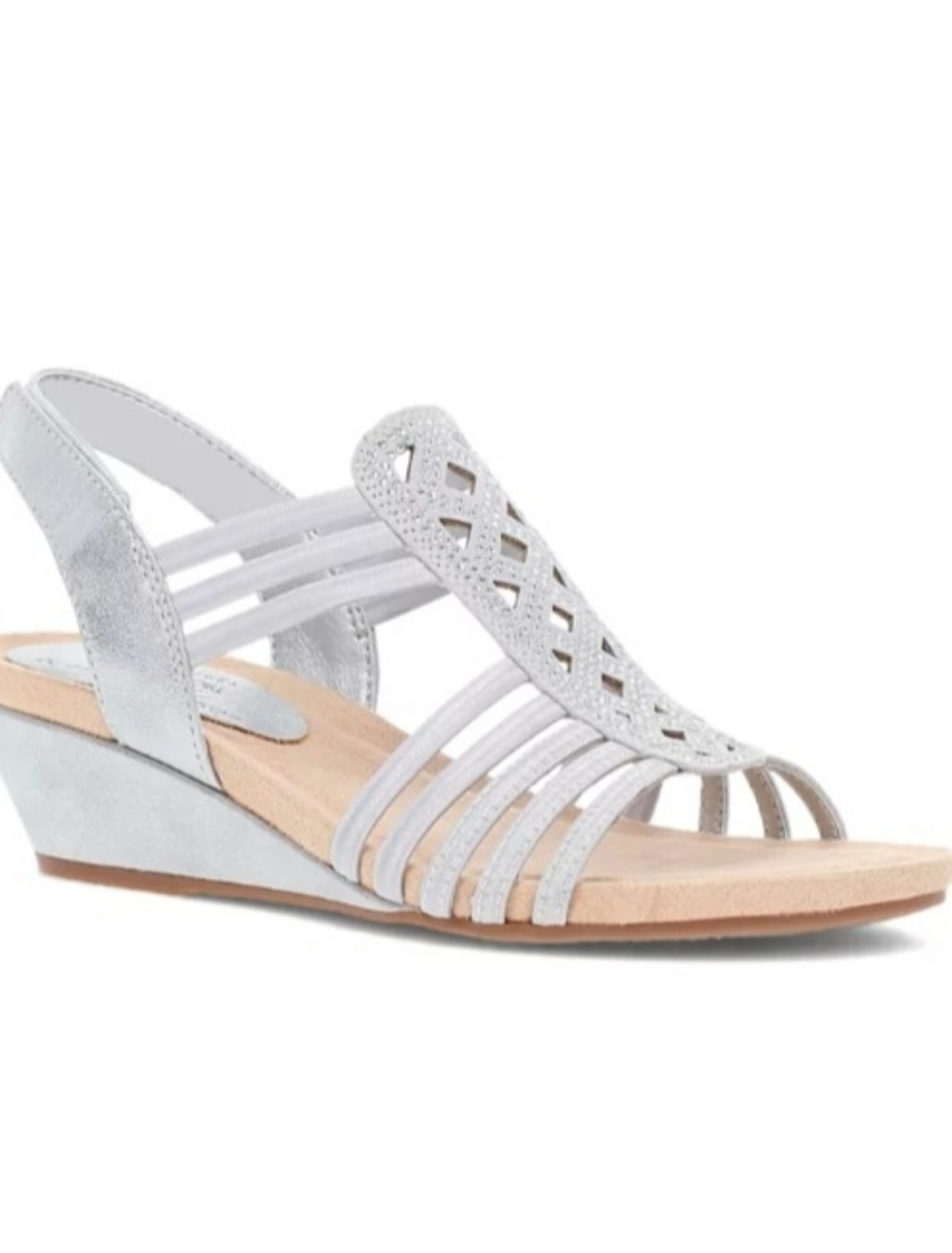 NEW Kim Rogers Silver Mercy Strappy Wedge Sandal Womens Size 11